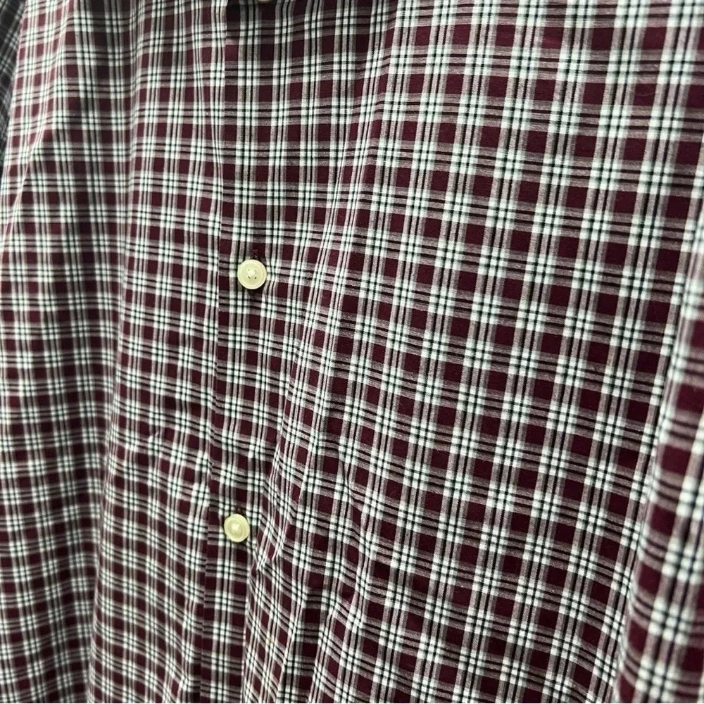 Banana Republic Mens Maroon Button Down Wrinkle Resistant Xl Striped Long Sleeve